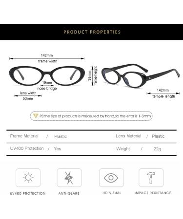 Buy Gleyemor Retro Oval Blue Light Glasses for Men & Women - Vintage 90s Computer Glasses Black 53mm | Protect Your Eyes from Digital Strain - Buy Online on GoSupps.com