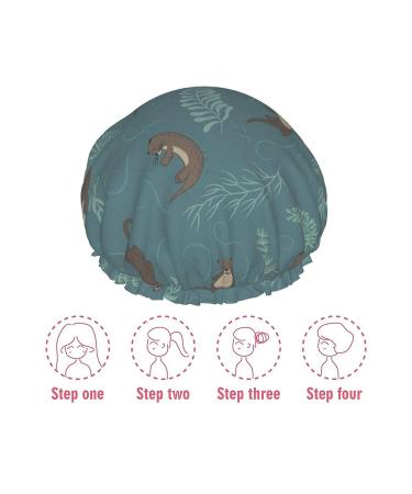 Otter Shower Cap - Reusable Double Layer Bath Cap for Women | Waterproof PEVA Lining | Hair Bonnet (1 piece) - Buy Online on GoSupps.com