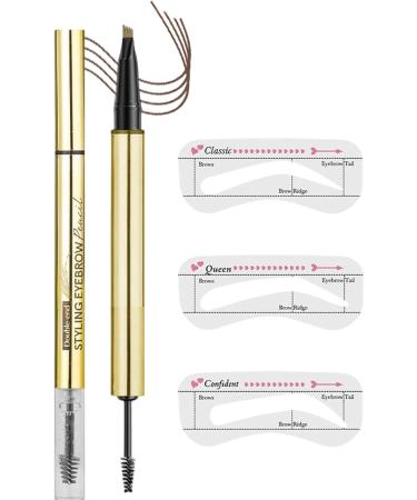 Waterproof eyebrow pen makeup pencil with gel natural look smudge proof cosmetics feminine beauty supplies for dating gym daily travel business work school sports d - Buy Online on GoSupps.com