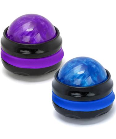 Coolrunner Massage Ball, Manual Roller Massager, 2-Pack Handheld Self Massage Therapy and Relax Full Body Tools for Sore Muscles, Shoulders, Neck, Arms, Legs, Back, Foot, Body(Blue&Purple) - Buy Online on GoSupps.com