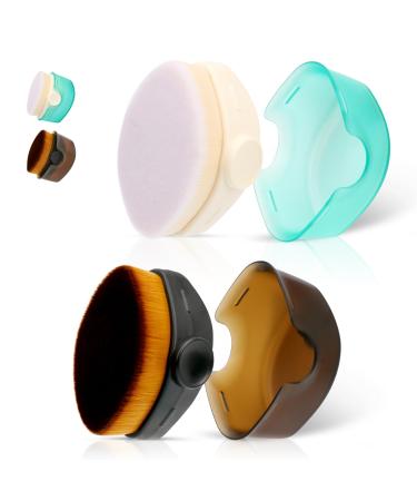Yoseng Sunscreen Applicator for Kids 2 Pc Baby Sunscreen Applicator Set with Protective Caps Sunscreen Brush for Face Kabuki Brush for Liquid Foundation Powder Cream Contour Buffing Stippling Blending