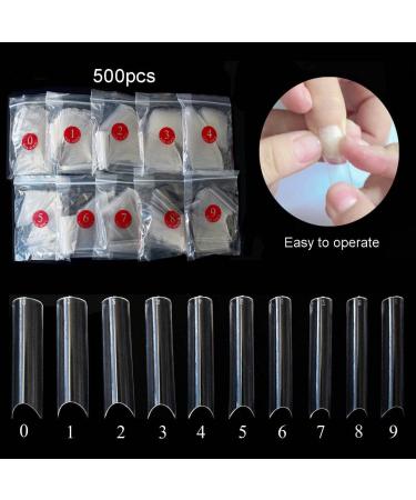 Extra Long C Curve Square Nail Tips - 500 Clear Acrylic Nail Tips for Gelails | Wrong Artificial Nail Tips | International Shipping - Buy Online on GoSupps.com