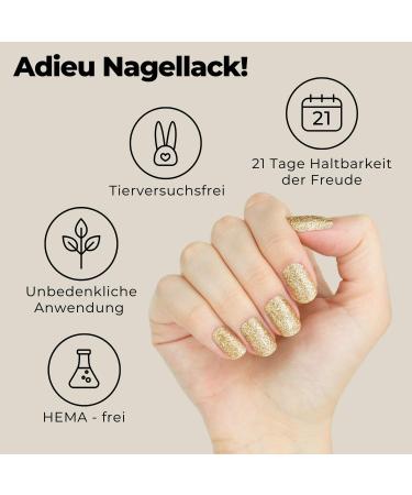 Original Miss Sophie Nail Foils Champagne Shower | 24 Ultra-Thin Glitter Nail Polish Strips for All Nail Types - Perfect for Finger & Toenails - Buy Online on GoSupps.com