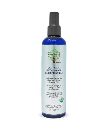 MOUNTAIN TOP Organic Shoe Odor Buster Spray (8oz) Maximum Strength Deodorizes & Removes Bad Smells with Eucalyptus, Peppermint, Tea Tree & Lemongrass Oils