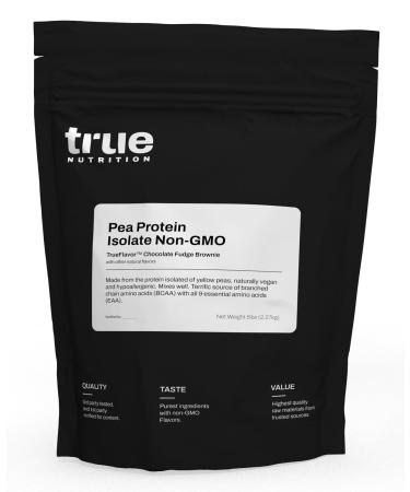 True Nutrition Pea Protein Powder Isolate - 25g Non-GMO Vegan Protein Powder per Serving - Low Carb Low Fat High Leucine - Gluten Free Dairy Free Soy Free - Chocolate Fudge Brownie - 5LB