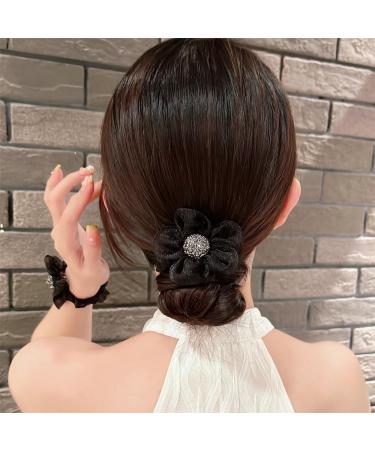 Rhinestone Mesh Hair Rope Sunflower Hair Ring Handmade Fashion Rhinestone Crystal Hair Tie Fold Elastic Rubber Hair Rope Hair Circle Scrunchies Ponytail Holder Hair Accessory Suitable for Women Girl - Buy Online on GoSupps.com
