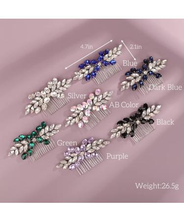 Deniferymakeup Bride Wedding Hair Comb Rhinestone Hair Piece Silver Rhinestone Headpiece Bridal Hair Accessories for Women and Girls (Purple) - Buy Online on GoSupps.com