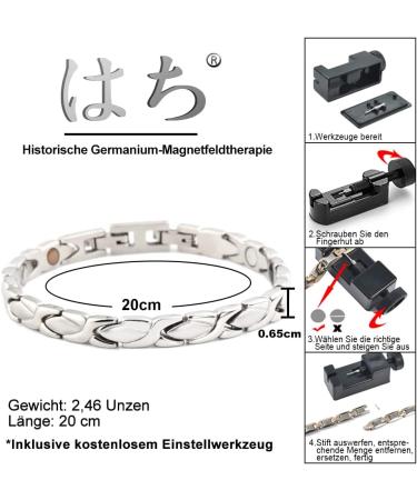 Magnetic Therapy Bracelet - Adjustable Silver Germanium Health Bracelet for Men | Perfect Gift 20cm - Buy Online on GoSupps.com