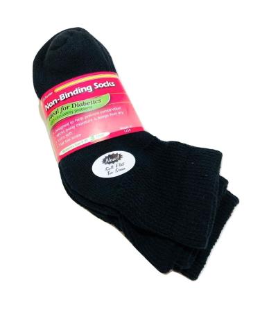 J.T. Foote - Non Binding Diabetic Socks Low Cut Ped Ladies 3pk - Black Size 9-11
