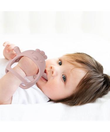 PandaEar 2 Pack Silicone Baby Teething Toys | Hand Teether Mitten for Soothing Relief | Chew Toys Hand Pacifier (White/Pink) - Buy Online on GoSupps.com