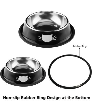 Domi Pro Non-Slip Stainless Steel Cat Bowls Set in Gray & Black - Ideal for Food and Water - Kitten Friendly (Black) - Buy Online on GoSupps.com