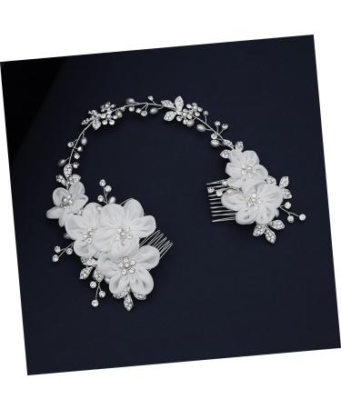Beavorty Bridal Hair Accessories Chiffon flower comb bridal headpiece wedding hair comb bridal headdress bridal comb double head bride Accessories Bride Headpiece - Buy Online on GoSupps.com