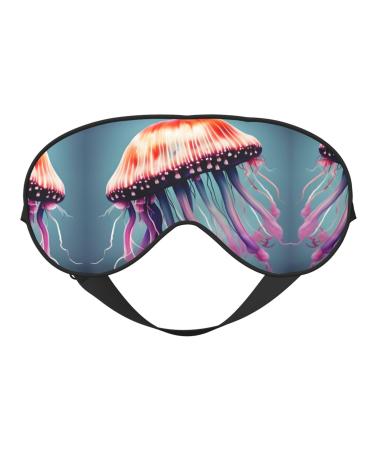 SSIMOO Jellyfish Print Double-Sided Eye Mask Soft and Light Blocking for Enhancing Sleep Quality Black
