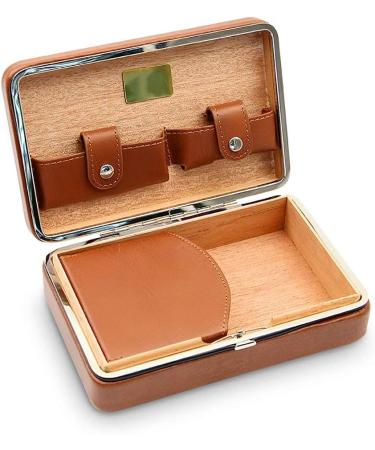 Cigar Humidor Leather Humidor Travel Cigar Case Portable Cigar Humidor Box with Humidifier Cow Leather and Classic Cedar Wood Finish - Buy Online on GoSupps.com