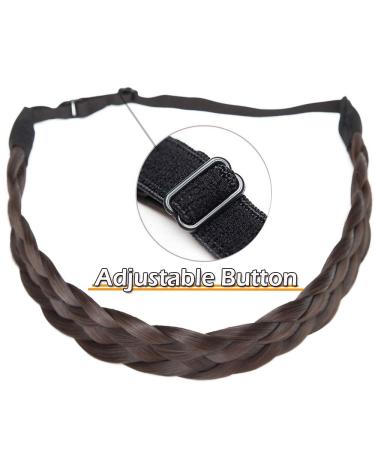 Silk-Co Dark Brown 5-Strand Braided Headband | Women's Vintage Elastic Hair Band & Braids Extensions for Weddings - Buy Online on GoSupps.com