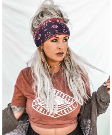 Shop Zoestar Boho Width Terraps - Stylish Black Yoga Headscarves & Vintage-Printed Hair Bands (3 Pieces) for Women & Girls - Buy Online on GoSupps.com