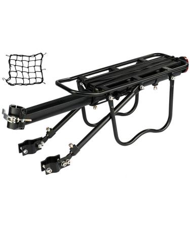 DIRZA Rear Bike Rack Bicycle Cargo Rack Quick Release Adjustable Alloy Bicycle Carrier 115 lbs Capacity Easy to Install Black