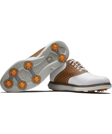 Buy FootJoy Men's Traditions Golf Shoe - White/Brown 10 EU Wide | International Shipping Available - Buy Online on GoSupps.com