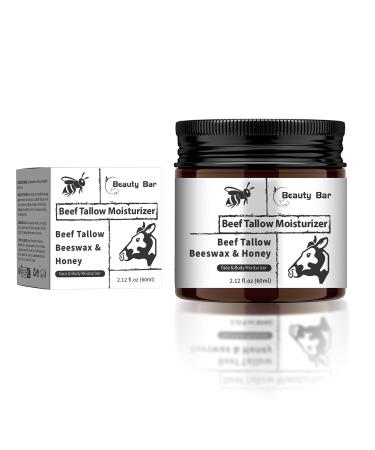 Beauty Bar Beef Tallow and Honey Balm Face and Body Cream with Moisturizing and Nourishing Properties 2 oz