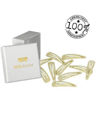 HAARallerliebst Shimmering Gold Hair Clips - 10 Pieces (5 cm) with White Storage Box - International Shipping Available - Buy Online on GoSupps.com
