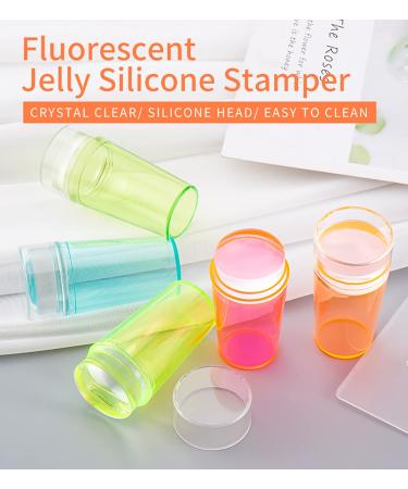 5 Pcs Color French Tip Nail Art Stamper Kit with Scrapers | Large Silicone Stampers for DIY Nail Art | Replaceable Heads | Soft Jelly Clear Stamp | Nail Stamping Tools - Buy Online on GoSupps.com