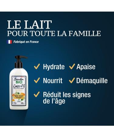 Briochin since 1919 - Organic Natural Milk 250ml - Face Body Hands Hair - Moisturizing Anti-aging Repairing Soothing - Certified Organic - Made in France - Buy Online on GoSupps.com