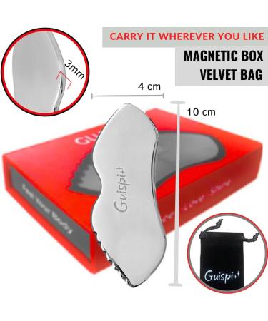 Buy Stainless Steel Gua Sha Facial Tool - Best for Blood Circulation & Lymphatic Drainage | Premium Face Massage Scraper for Skincare - Buy Online on GoSupps.com