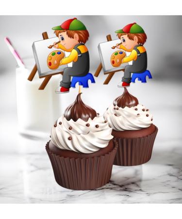 Painter Purim Cupcake Decorations | Cupcake Toppers l Toothpick | Pack Of 18 | Cupcake Decorations