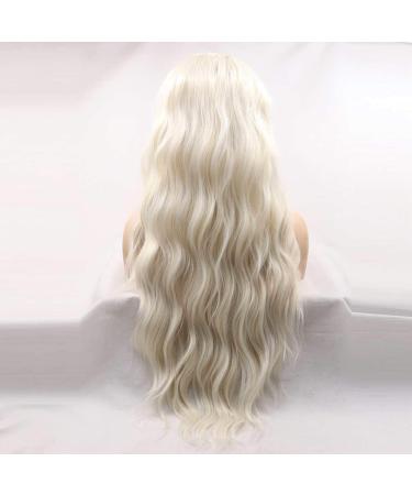 Xiweiya Platinum Blonde Long Wave Synthetic Wig - 26 Inches Natural Hairline Heat Resistant Soft Hair Ideal for International Shipping - Buy Online on GoSupps.com