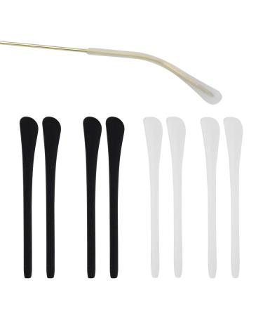 Silicone coatings 4 pairs silicone anti -slip covers slipproof gently anti -slip glasses hinge repair spare parts glasses replacement accessories for metal thin sunglasses glasses (black and white) - Buy Online on GoSupps.com