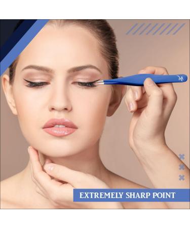 Eyebrow Tweezers Fine Point + Slant Tweezers for Facial Brow and Ingrown Hair Removal Sharp Needle Nose Facial Hair Remover for Women and Men (Multi Colour) - Buy Online on GoSupps.com
