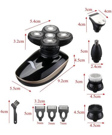 5 in 1 Rechargeable Electric Head Shaver for Bald Men - Ultimate Grooming Kit with Floating Heads Hair Clipper Nose & Ear Trimmer and Facial Brush - Buy Online on GoSupps.com