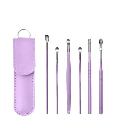 Sdoveb 6Pcs Spring Earwax Cleaner Tool Set 360 Spiral Design Earwax Removal Tools Innovative Ear Wax Removal Kit Ear Cleaning Kit With Storage Bag (Purple One Size) One Size Purple