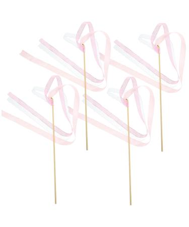 30pcs Heart-Shaped Glitter Support Leg Pink Wedding Ribbon Ribbon Stick Decorations one Accessories Cosplay Fairy Wands Props Ribbon Fairy Wands Sticks Ribbon Dancing
