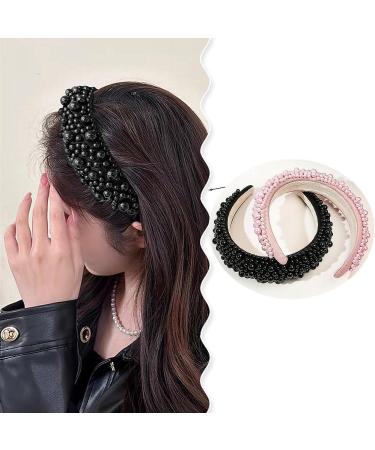 TRIXES Black Beaded Headband - Women's Fashion Accessory - Pearl Beaded - Buy Online on GoSupps.com