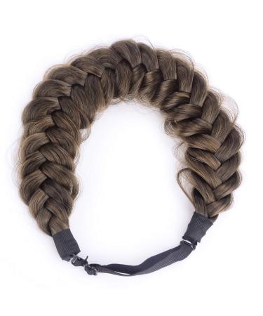 DIGUAN Messy Wide 2 Strands Synthetic Hair Braided Headband in Dark Brown - Classic Chunky Plaited Braids Hairpiece for Women and Girls - 62g/2.1 oz - Buy Online on GoSupps.com
