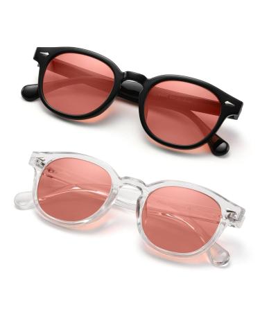 ZIHVEUC 2 Pack FL Fluorescent 41 Tinted Migraine Glasses Light Sensitivity Eyeglasses Indoor/Outdoor Photophobia Eyewear(Black+Clear 0.00)