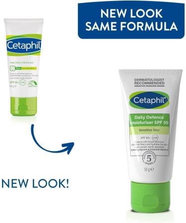 Cetaphil Daily Defence Face Moisturiser SPF 50+ Day Cream 50g - Sunscreen for All Skin Types - Buy Online on GoSupps.com