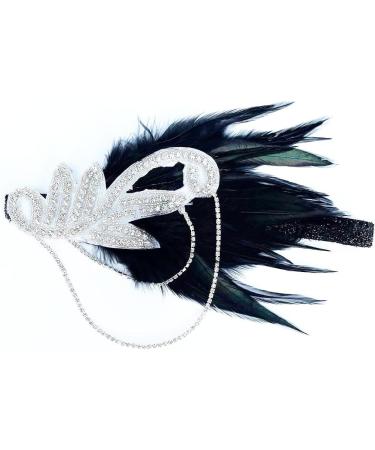 Prosy 1920's Masquerade Feather Headbands Ball Belt Hair Clips Musical Notes Crystal Wearing Gatsby Prom Party 20s Headdress for Women and Girls (Silver) - Buy Online on GoSupps.com