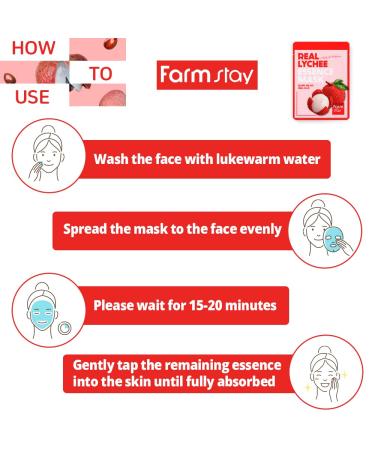 Buy FARMSTAY Real Essence Lychee Mask - 10 Sheets | Best Korean Skin Care Sheet Mask for Hydration - Buy Online on GoSupps.com