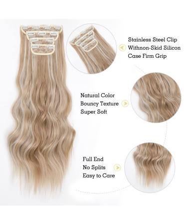 YDDM 24-Inch Clip-In Wavy Hair Extensions - Affordable Synthetic Clips for Natural Look | 4pcs - Buy Online on GoSupps.com