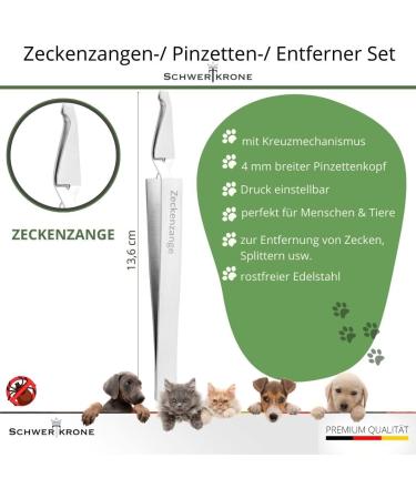 Premium Rust-Free Stainless Steel Tick Tweezers Set for Dogs | Schwertkrone Tick Removal Tool | Set of 3 Ticks Tweezers - Buy Online on GoSupps.com