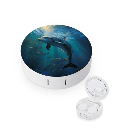 Contact Lens Case Dolphin in The Deep Ocean Print Plastic Contact Lens Case contact Lens Care Box ontact Lens Travel Box