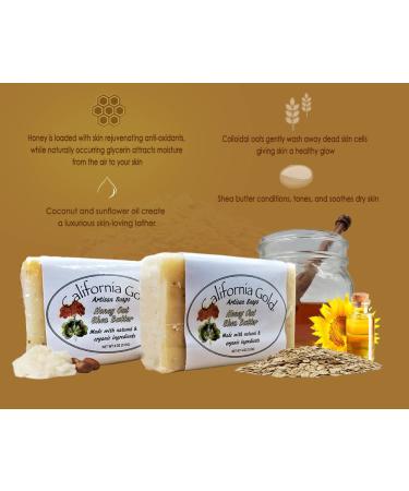 California Gold Artisan Honey Oat Shea Butter Soap | Natural & Organic | Coconut & Sunflower Oils | International Shipping | 8 oz. Total - Buy Online on GoSupps.com