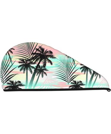 Buy Tropical Summer Palm Microfiber Hair Towel - Super Absorbent Coral Velvet Quick Dry Wrap for Long Curly & Thick Hair - Ideal for Women - Buy Online on GoSupps.com