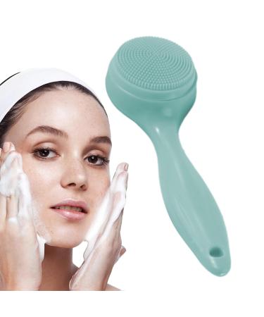 Fovolat Silicone Facial Cleansing Brush Face Brush Cleanser Multifunctional Soft Lightweight Waterproof Manual Handled Silicone Face Scrubber For Cleaning Massaging Army Green