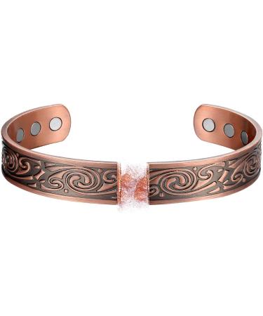 Biomag Men's Copper Bracelet - 99.9% Pure Magnetic Bangle for Arthritis Relief | Adjustable Joint Pain Jewelry Gift - Buy Online on GoSupps.com