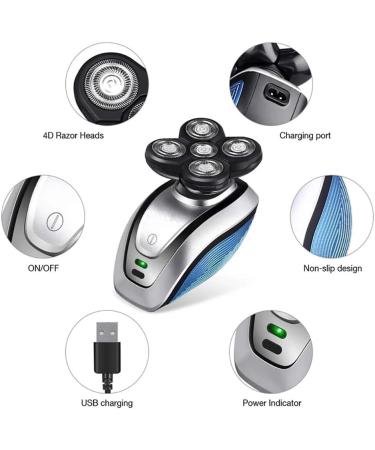 5 in 1 Rechargeable Electric Shaver | Men's Bald Head Grooming Kit with Five Floating Heads - Buy Online on GoSupps.com