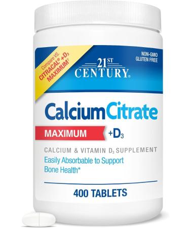 21st Century Calcium Citrate + Vitamin D Caplets - 400 ct Pack of 3