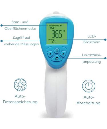 Leyf Digital Fever Thermometer - Contactless Infrared for Adults Children & Babies - LCD Display Fever Alarm 3 Color Screen - Shop Now! - Buy Online on GoSupps.com